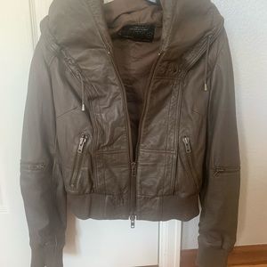 Allsaints brown leather bomber jacket